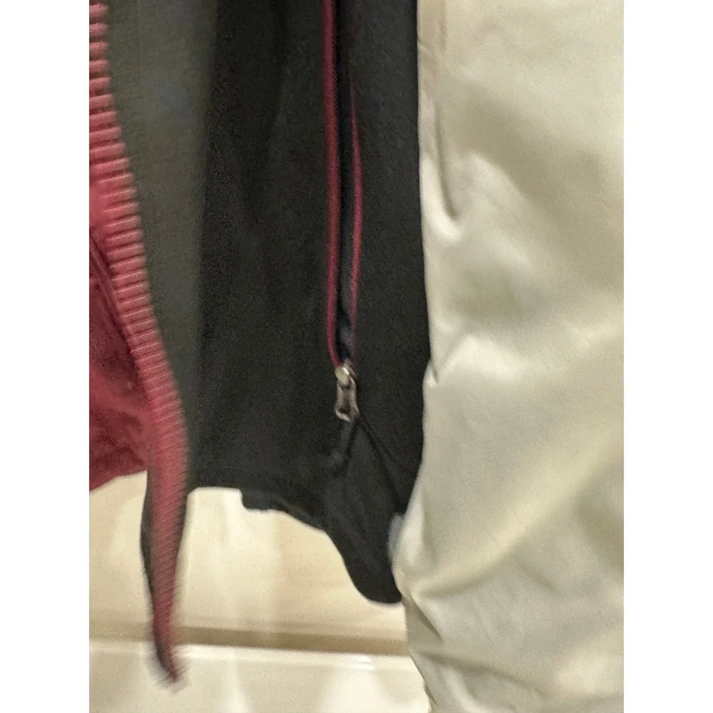 The North Face Mens XL Hooded Fleece Lined Jacket Burgundy Black Colorblock